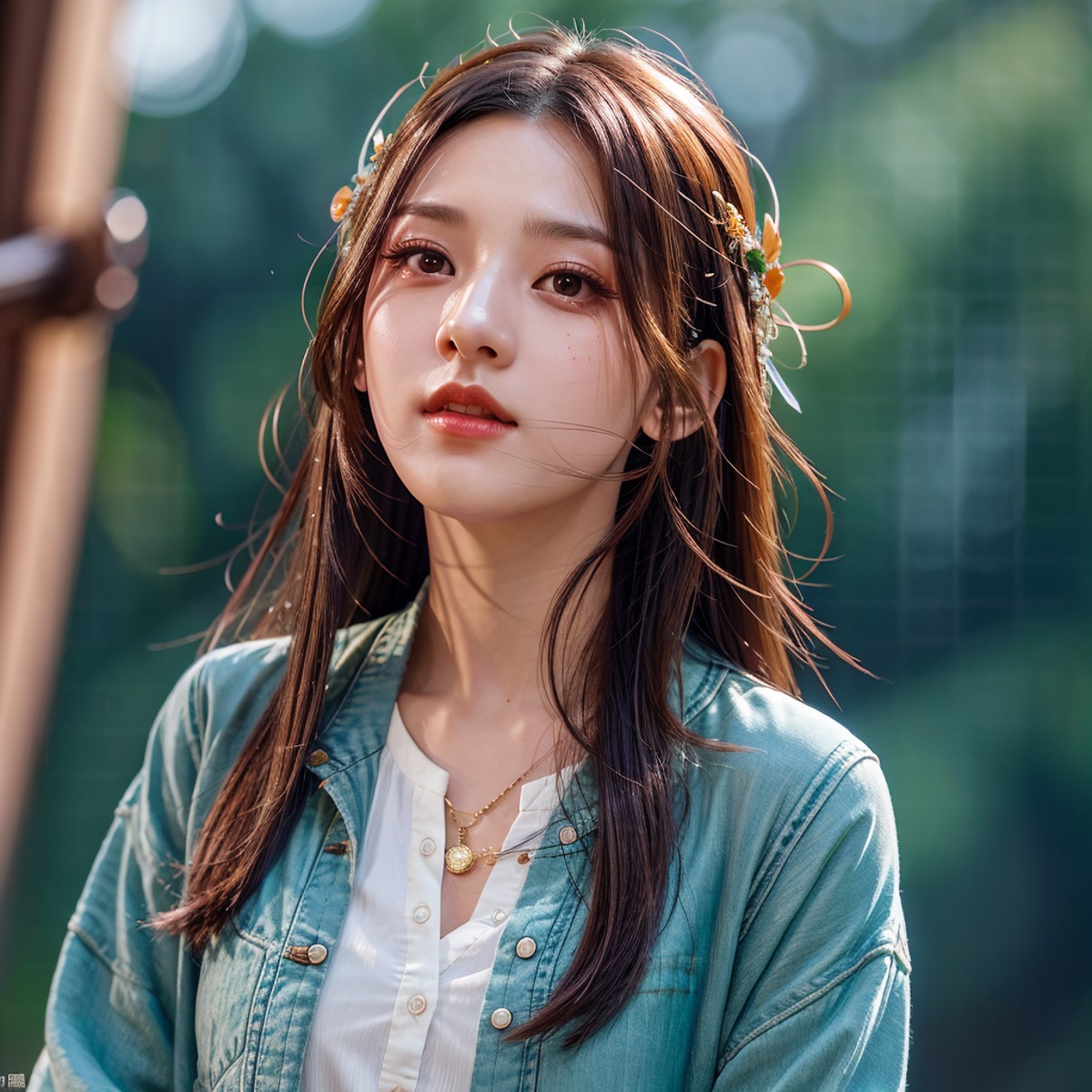 gufengnvhai,(4k,   best quality, highres:1.2), (realistic, photo-realistic:1.37),  Jisoo, 1girl,  solo, long hair, nose, p...